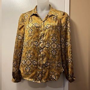 NWT Size Large Zara Satin Floral Blouse